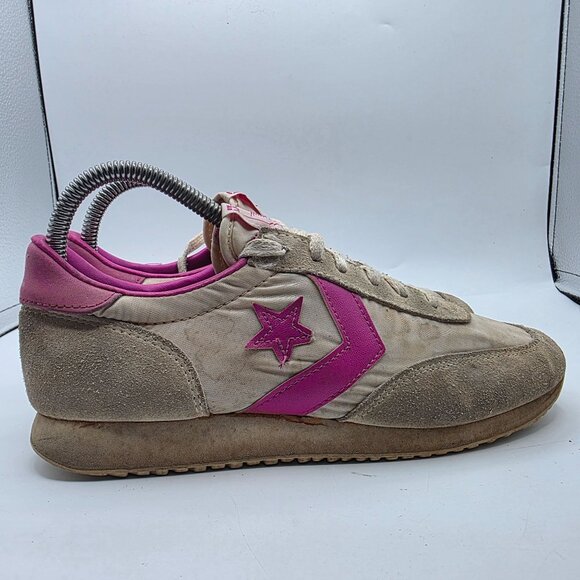 Vintage 80's Converse Womens Size 5.5 Beige Pink Sneaker Shoes Sports Walking - Picture 7 of 13